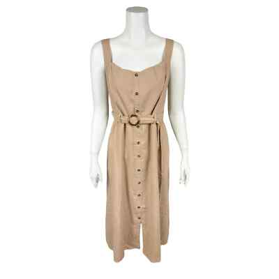 All Worthy Hunter McGrady Women's Regular Belted Woven Dress Solid Sand Size 16