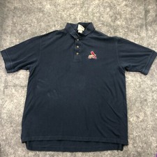 Vintage St Louis Cardinals Polo Shirt Mens Large Blue Short Sleeve Embroidered *