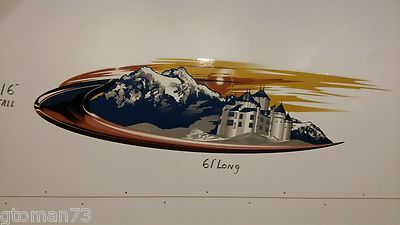 KINGSTON CASTLE IN MOUNTAINS  SUNSET SCENE RV CAMPER LOGO TRAILER DECAL 16x61