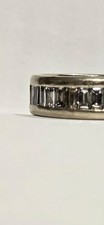 9k White Gold And Diamond Ring. Size Q. Diamond Tested See Pics.