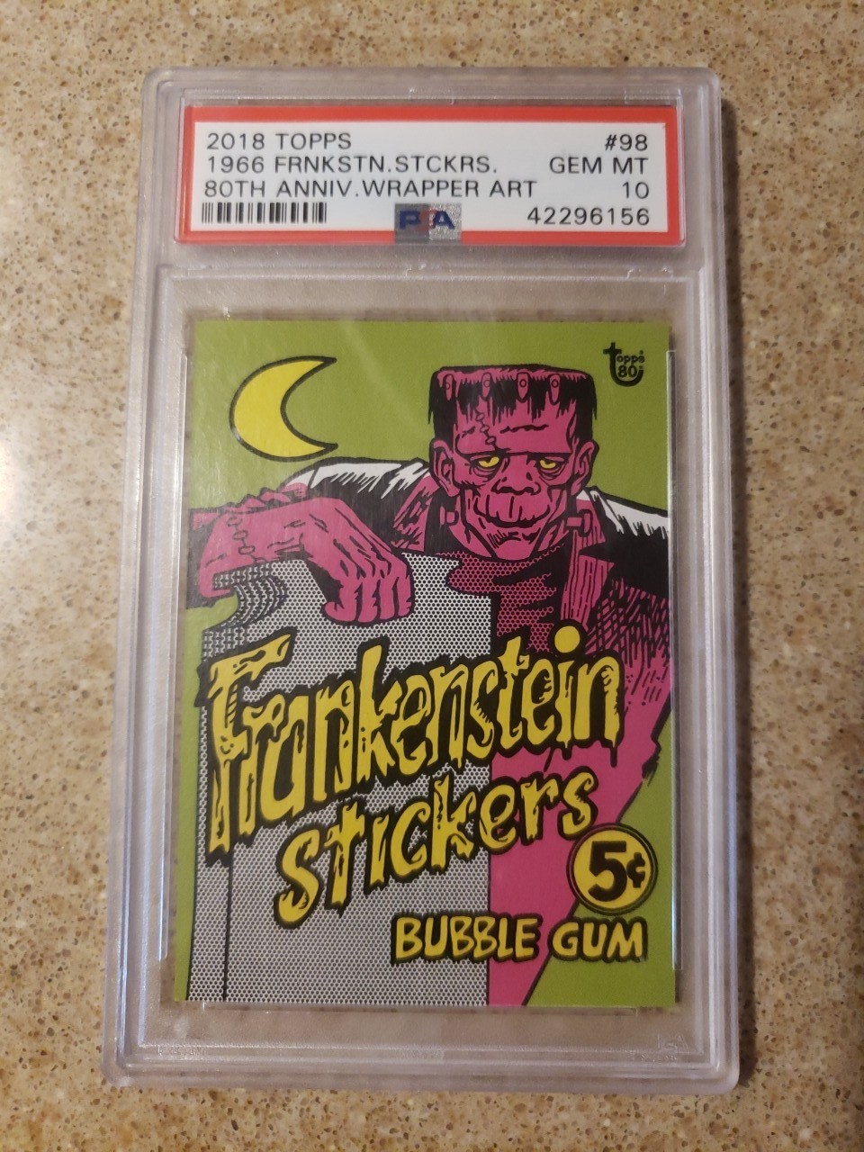 🎃 2018 Topps 80th Anniversary Wrapper Art 1966 FRANKENSTEIN Stickers PSA 10 