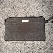 BAGGALLINI wristlet Wallet RFID Grey Blue Interior Zip Pouch 7.5 X 4.5 Travel