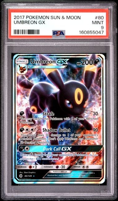2017 Pokémon Sun & Moon Umbreon GX Holo Rare 80/149 PSA 9 Mint