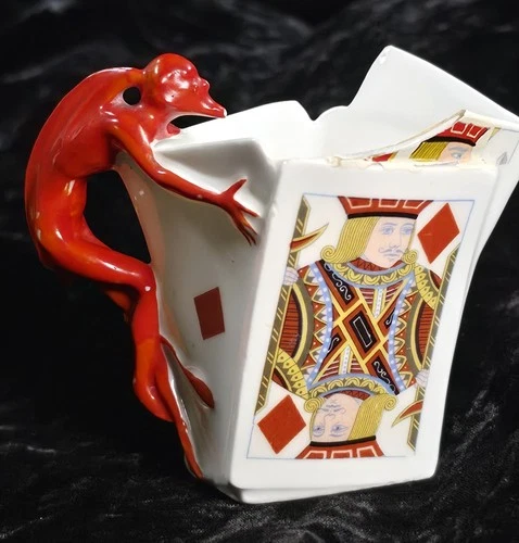 Antique Royal Bayreuth Devil & Cards Creamer Porcelain Creamer Pitcher 1900-20s