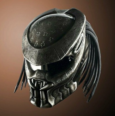 Custom Predator Helm schwarz Top Symbol für Motorrad (APPROVED DOT/ECE)