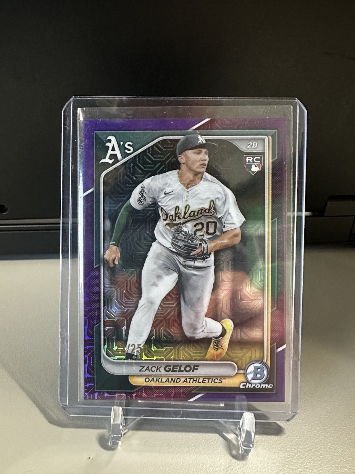 2024 Topps Bowman Chrome - Zack Gelof #78 Purple Mojo Refractor 122 /250 (RC)
