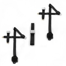 Ford Van 1968-1974 Airplane 3pt Black Retractable Bench Seat Belt Kit - 3 Belts Ford Van 1968-1974 Airplane 3pt Black Retractable Bench Seat Belt Kit - 3 Belts