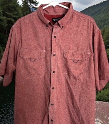 ROUNDTREE & YORKE Performance Vented Back S/S Fishing Shirt Mens Size LG Red