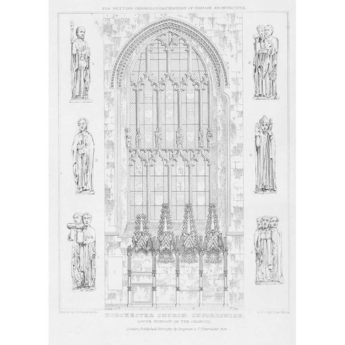 Antique Engraved Print 1820 - Dorchester Church-Oxfordshire-South Window