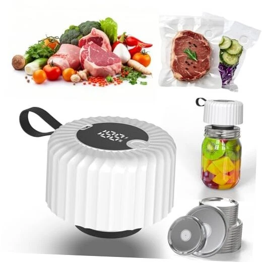 Mason Jar Vacuum Sealer, Food Saver Vacuum Sealer Machine(Lids US White