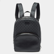 Gucci Medium Black GG Supreme Canvas and Leather Backpack