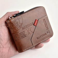 Mens Wallet Made of PU Wax Oil Skin Purse for...