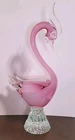 Exquisite Vintage Murano Sommerso Art Glass Swan -Opaline & Pink – 14"H