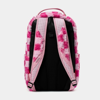 Sprayground Pink Furry Check Backpack🔥New Black Bookbag Large
