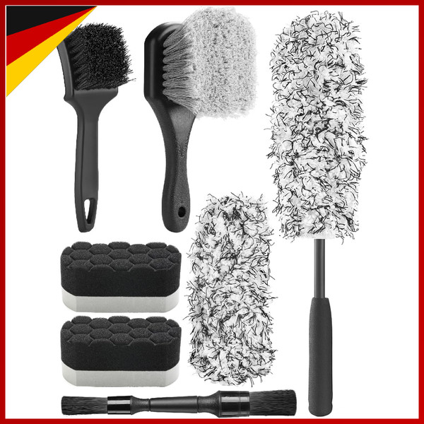 Auto Reinigungsset 7 Pcs Mikrofaser FelgenbüRste Pinsel PolierschwäMme Pflege-image