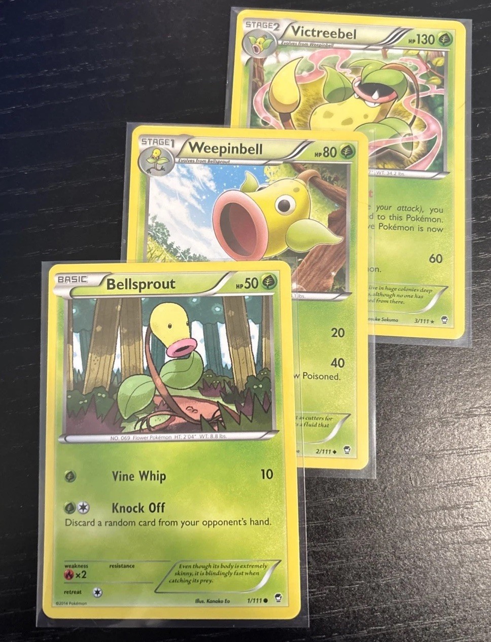 Pokémon TCG Bellsprout 1/111, Weepinbell 2/111, Victreebell 3/111 All Mint