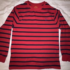 POLO Ralph Lauren Youth Boys T-Shirt Striped red long sleeve size XL 18-20