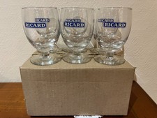 RICARD 6 VERRES BALLON VINTAGE ECRITURE  SUR FOND BLEU ENCADRE -SANS TRAIT DOSE