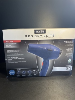 ANDIS Professional Dry Elite  TOURMALINE IONIC Hairdryer & Attachments NOS 81015