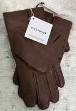 COACH L Tech Gloves 54182 - Sheep Leather - Dark Saddle - NWT