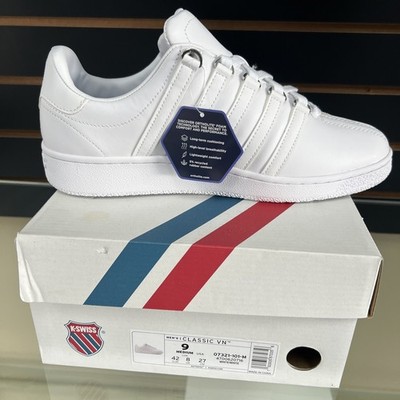 K-Swiss Men's Classic VN Leather Sneaker, Regular Fit, White/White