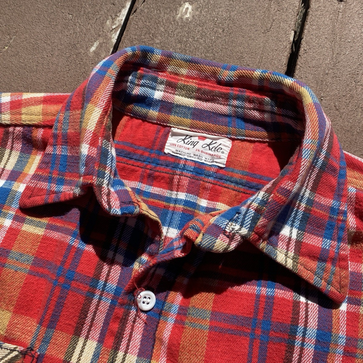 Vintage 50s 60s King Kole Cotton Flannel M/L Plaid