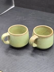 2-Vintage Frankoma Stoneware Pottery 6C Cup Green Prairie Glaze**74-3