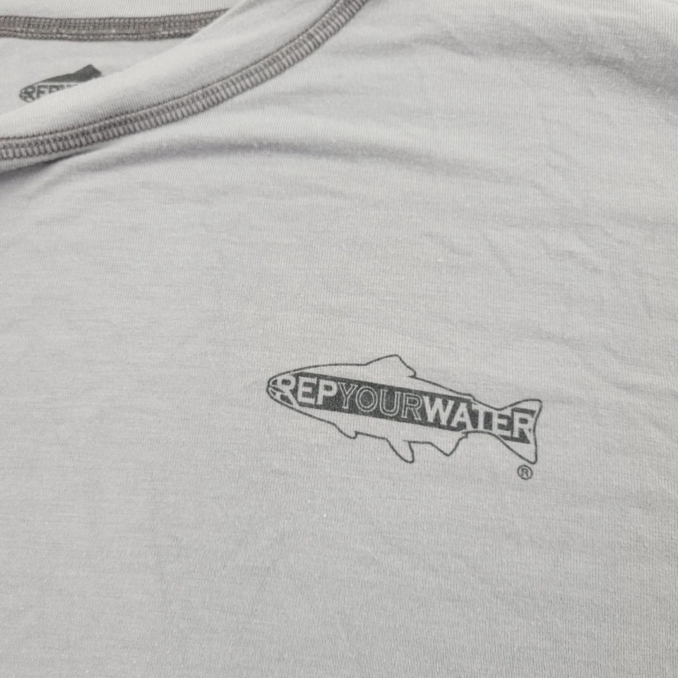Camisa RepYourWater Para Hombre XXL 2XL Gris Rendimiento Logo Gráfico Manga Larga Foto 4 de 4