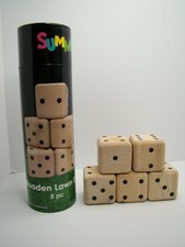 Wooden Lawn Dice 5 Piece Set Summer Fun Similar to Yahtzee