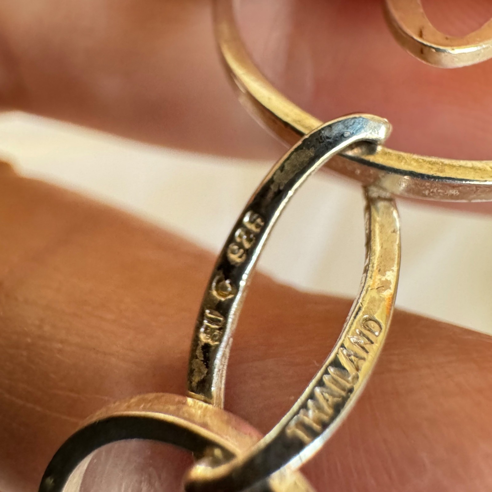 VTG Solid Sterling Silver 925 Circle Link Dangle … - image 5