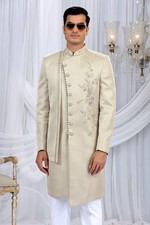 Indian Mens Designer Wedding Bollywood Ethnic Wear 3 Pc Attached Sherwani India