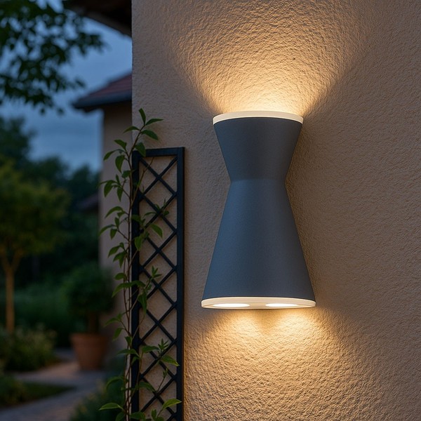 Wandlampe AußEnleuchte Up & Down Strahler IP44 Terrasse Glas Satiniert 3X Led-image