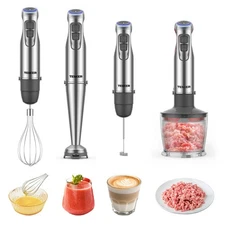 TENKER 5-in-1 Immersion Hand Blender 1100W 12Speed Turbo Stick Mixer Chopper Set