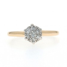 Or Jaune Diamant Art Déco Bague de Fiançailles - 14k Simple Coupe .12ctw