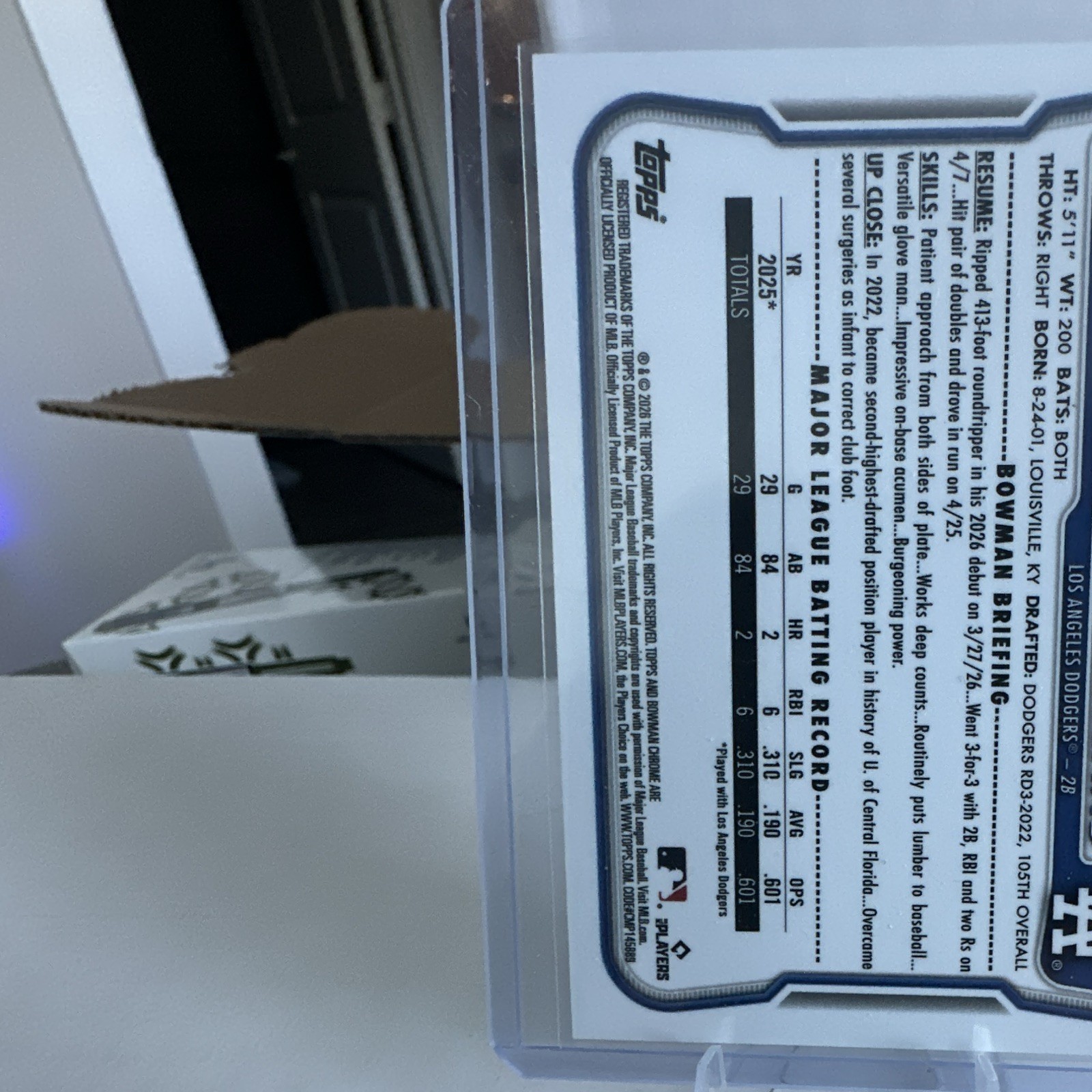 Bowman Chrome Alex Freeland RC Los Angeles Dodgers Serial Numbered 1/5 view 3