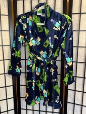 Minecraft Unisex Blue Robe With Characters  Tie Youth 10-12