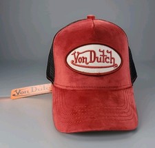 Von Dutch Trucker Hat Astro Dust Velvet Embroidered Logo Patch Snapback Cap NWT