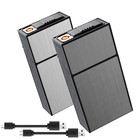 2 Pack Cigarette Case with USB Rechargeable Lighter 100s King Size 100mm