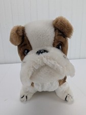 Vintage Dakin Bulldog Plush 8.25" Sitting Stuffed Animal 1978 Black Collar Dog