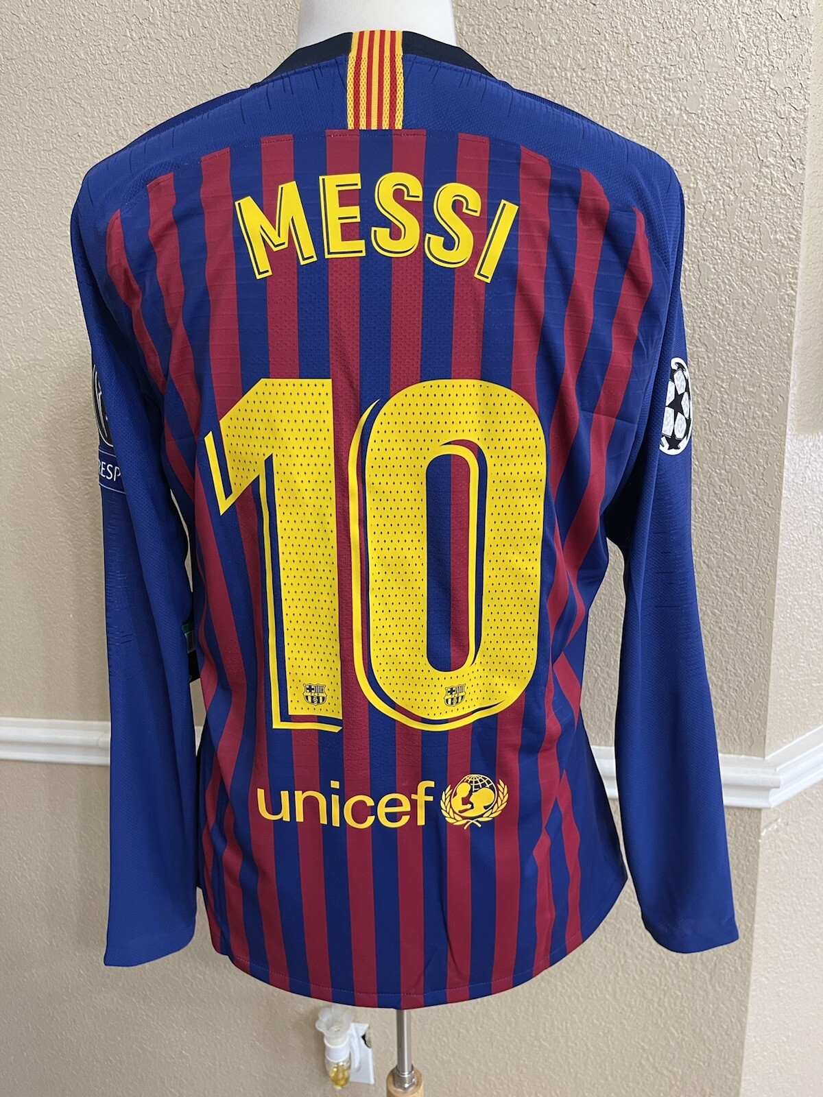 Barcelona Messi CL Argentina Player Issue Jersey Nike Football Shirt