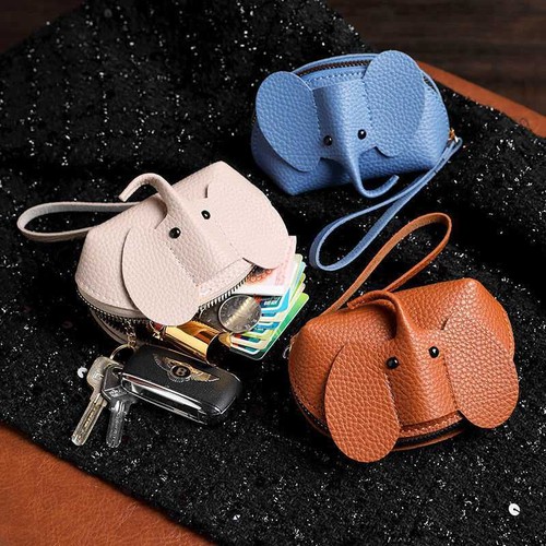 Mini Bolso de Moda Llavero Tarjeta Creativa Lápiz labial Almacenamiento Cuero Elefante Moneda - Imagen 8 de 17