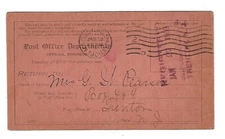 1909 US Registy Return Reciept, NY, Trenton, NJ