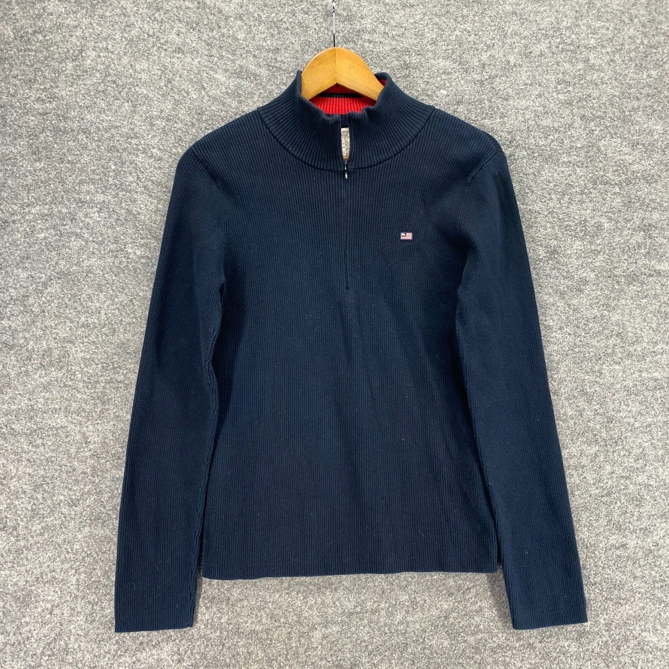 Suéter Pullover Ralph Lauren Niños Azul Tejido Cuello Alto Cremallera Manga Larga Algodón Foto 4 de 4