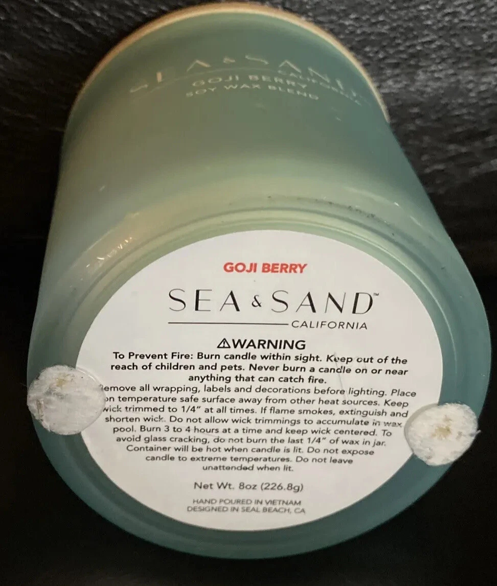 sea and sand candle Goji Berry 8 Oz. New Small Mark On Bottom in last