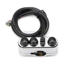 1'' Universal Handlebar Switch Button Control Turn Signal Horn for Harley Chrome