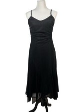 Vera Mont Vintage 90s Dress Black Mesh Hanky Hem Whimsygoth V-Neck Size 8