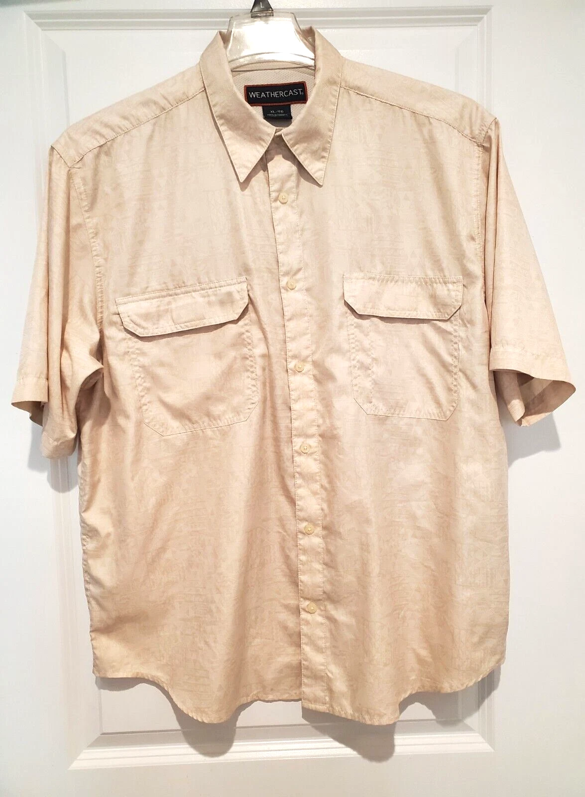 WEATHERCAST Men XL Outdoor Vented Fishing Hiking SSlv Shirt Beige Super Soft