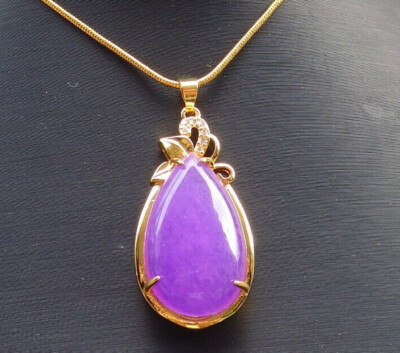 Lavender Real Jade Imitation Diamond Flower Teardrop Drop
