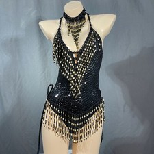 Sequin Beaded RAVE Dancer Carnival Dance Costume Evening Night Club Bar Bodysuit