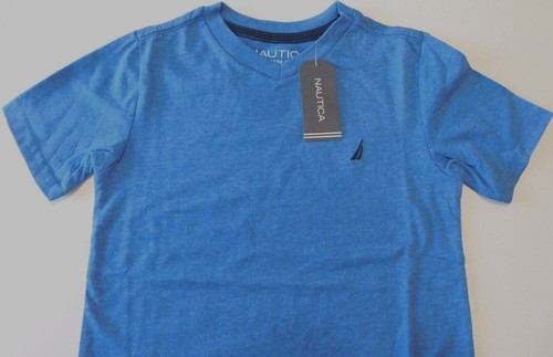 Nautica Boy's T-Shirt Blue SIZE M/5 Cotton Polyester Short Sleeve V-Neck NEW - Picture 2 of 4